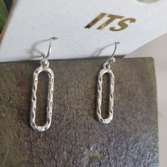 Oblong Silver tone Earrings - Picture 2 of 8